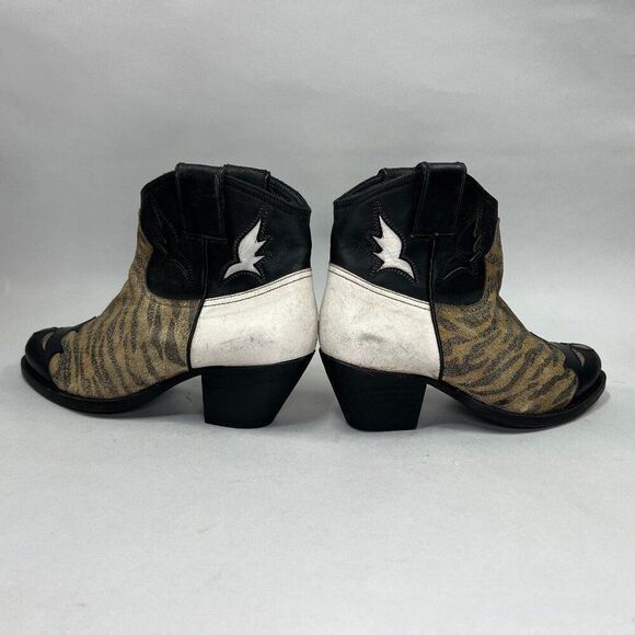 Golden Goose Ankle Boots Women's Size 7 Black Leather Western Cowboy Booties - Picture 6 of 14